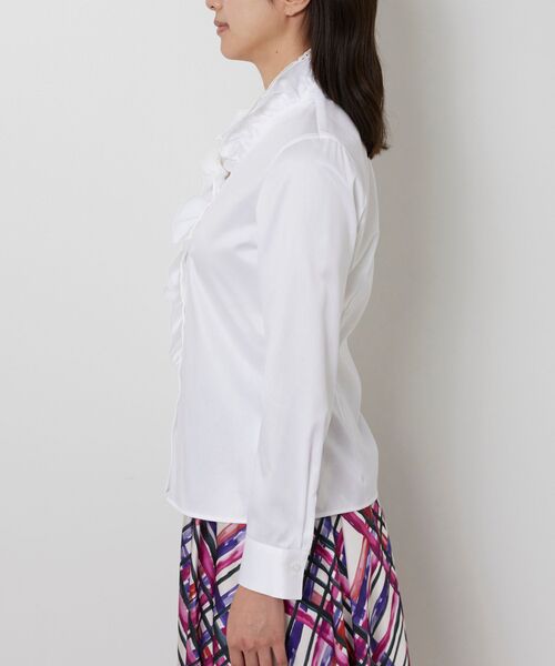 NARACAMICIE / ナラカミーチェ シャツ・ブラウス | 【NARACAMICIE】ツイル二重スタンドフリル長袖シャツ | 詳細2