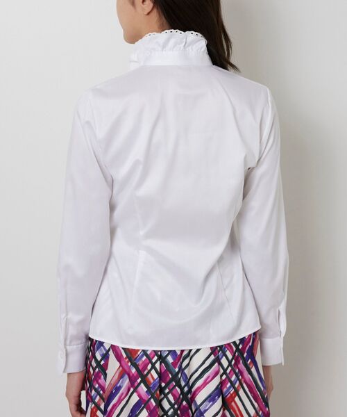 NARACAMICIE / ナラカミーチェ シャツ・ブラウス | 【NARACAMICIE】ツイル二重スタンドフリル長袖シャツ | 詳細3