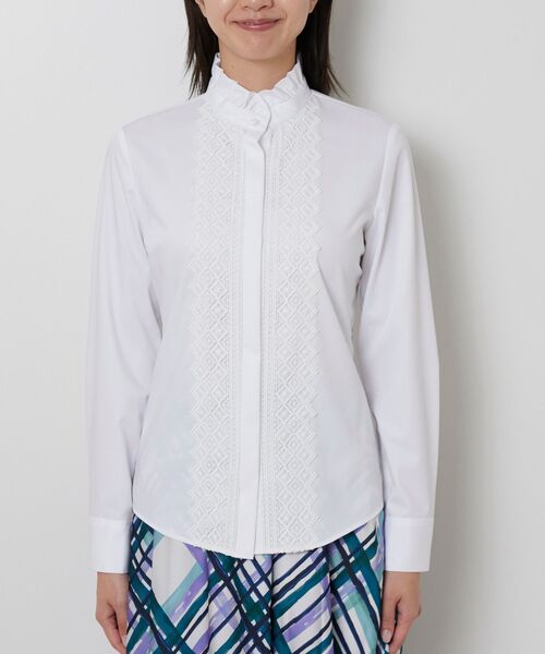 NARACAMICIE / ナラカミーチェ シャツ・ブラウス | 【NARACAMICIE】衿フロントレース長袖ブラウス | 詳細1