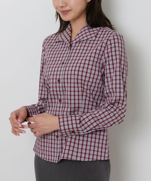 NARACAMICIE / ナラカミーチェ シャツ・ブラウス | 【NARACAMICIE】チェックスタンドカラー長袖シャツ | 詳細1