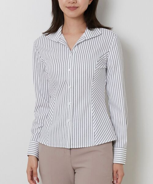 NARACAMICIE / ナラカミーチェ シャツ・ブラウス | 【NARACAMICIE】ストレッチストライプスタンドカラー長袖シャツ | 詳細1