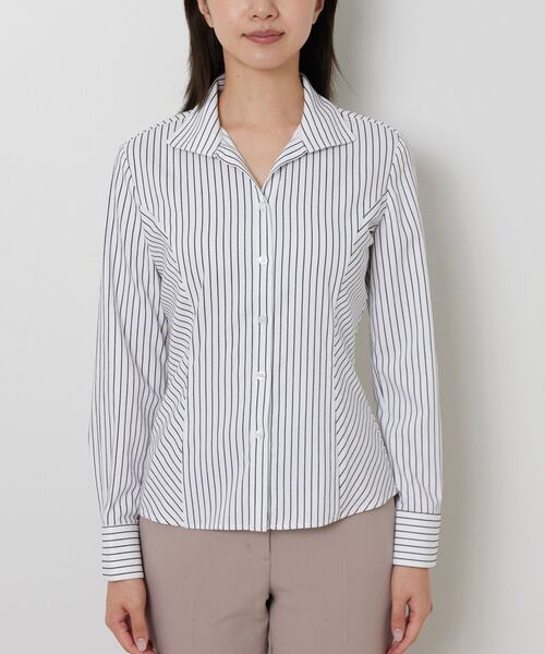 NARACAMICIE / ナラカミーチェ シャツ・ブラウス | 【NARACAMICIE】ストレッチストライプスタンドカラー長袖シャツ | 詳細3