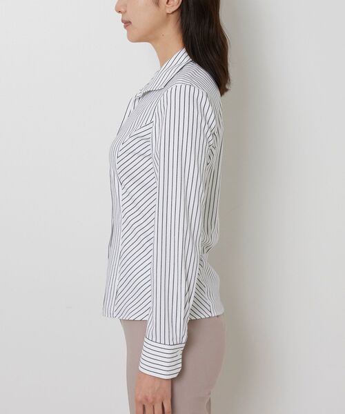 NARACAMICIE / ナラカミーチェ シャツ・ブラウス | 【NARACAMICIE】ストレッチストライプスタンドカラー長袖シャツ | 詳細4
