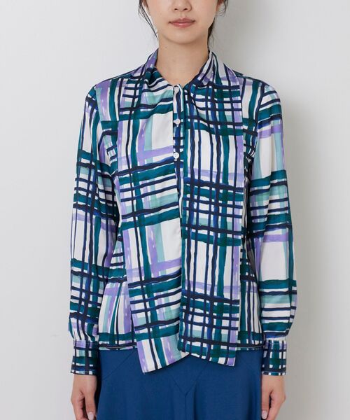 NARACAMICIE / ナラカミーチェ シャツ・ブラウス | 【NARACAMICIE】【セットアップ対応】ビッグチェック柄サテンボウタイ長袖ブラウス | 詳細3