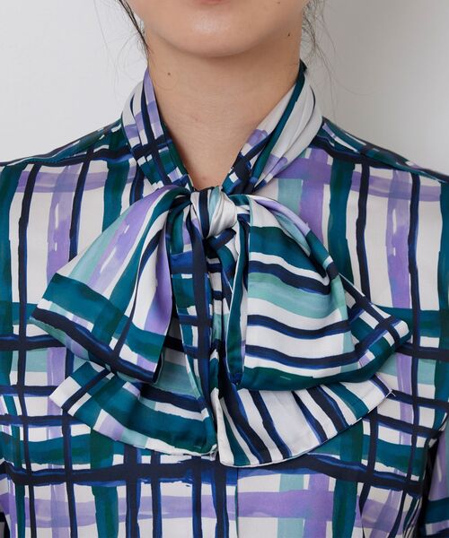 NARACAMICIE / ナラカミーチェ シャツ・ブラウス | 【NARACAMICIE】【セットアップ対応】ビッグチェック柄サテンボウタイ長袖ブラウス | 詳細7