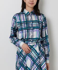 NARACAMICIE / ナラカミーチェ シャツ・ブラウス | 【NARACAMICIE】【セットアップ対応】ビッグチェック柄サテン長袖シャツ衿ブラウス