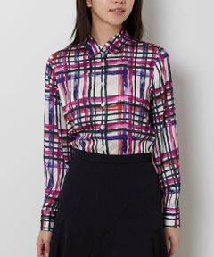 NARACAMICIE / ナラカミーチェ シャツ・ブラウス | 【NARACAMICIE】【セットアップ対応】ビッグチェック柄サテン長袖シャツ衿ブラウス