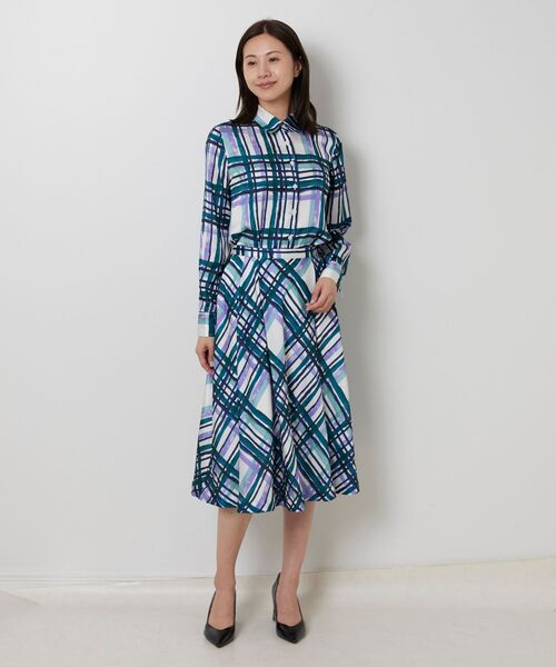 NARACAMICIE / ナラカミーチェ シャツ・ブラウス | 【NARACAMICIE】【セットアップ対応】ビッグチェック柄サテン長袖シャツ衿ブラウス | 詳細11