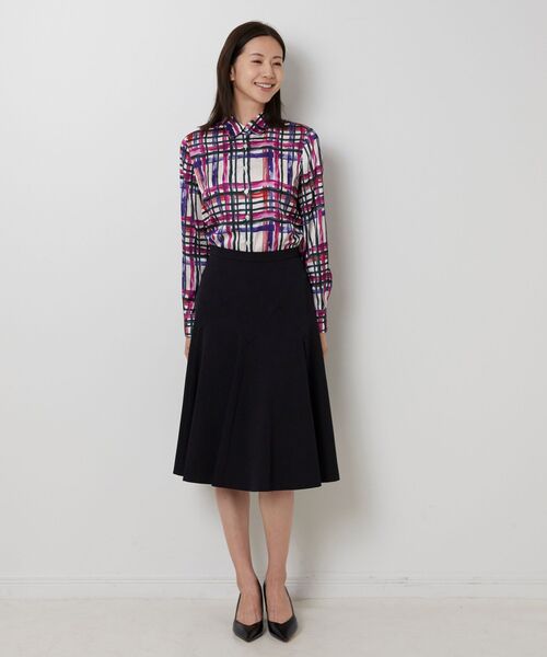 NARACAMICIE / ナラカミーチェ シャツ・ブラウス | 【NARACAMICIE】【セットアップ対応】ビッグチェック柄サテン長袖シャツ衿ブラウス | 詳細12