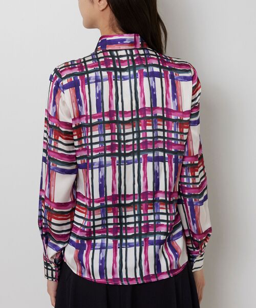 NARACAMICIE / ナラカミーチェ シャツ・ブラウス | 【NARACAMICIE】【セットアップ対応】ビッグチェック柄サテン長袖シャツ衿ブラウス | 詳細5