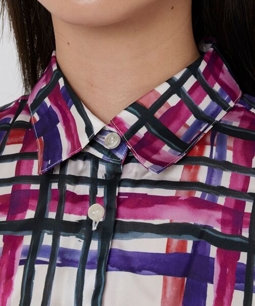 NARACAMICIE / ナラカミーチェ シャツ・ブラウス | 【NARACAMICIE】【セットアップ対応】ビッグチェック柄サテン長袖シャツ衿ブラウス | 詳細6