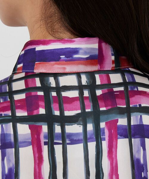 NARACAMICIE / ナラカミーチェ シャツ・ブラウス | 【NARACAMICIE】【セットアップ対応】ビッグチェック柄サテン長袖シャツ衿ブラウス | 詳細7