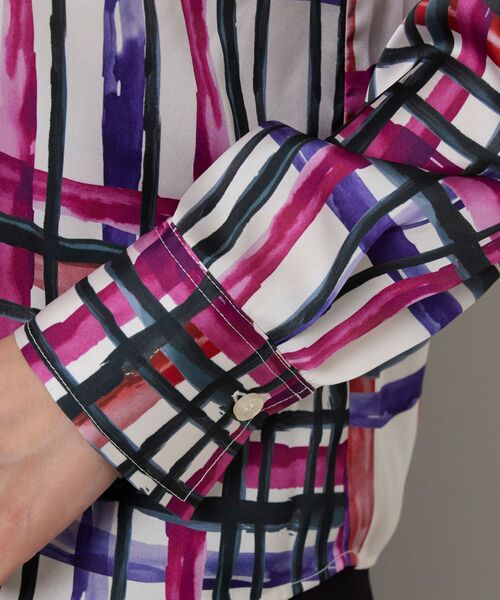 NARACAMICIE / ナラカミーチェ シャツ・ブラウス | 【NARACAMICIE】【セットアップ対応】ビッグチェック柄サテン長袖シャツ衿ブラウス | 詳細8