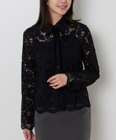 NARACAMICIE / ナラカミーチェ シャツ・ブラウス | 【NARACAMICIE】リボン付きレース長袖ブラウス