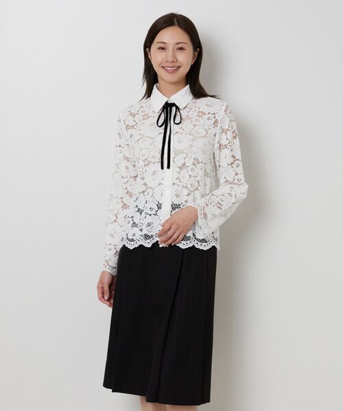 NARACAMICIE / ナラカミーチェ シャツ・ブラウス | 【NARACAMICIE】リボン付きレース長袖ブラウス | 詳細11