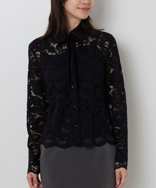 NARACAMICIE / ナラカミーチェ シャツ・ブラウス | 【NARACAMICIE】リボン付きレース長袖ブラウス | 詳細2