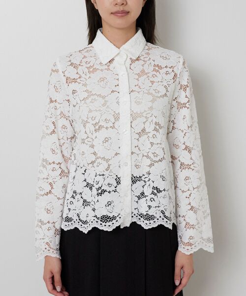 NARACAMICIE / ナラカミーチェ シャツ・ブラウス | 【NARACAMICIE】リボン付きレース長袖ブラウス | 詳細3