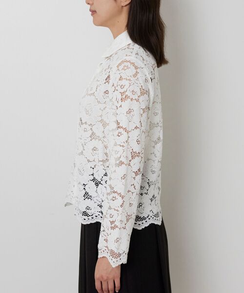 NARACAMICIE / ナラカミーチェ シャツ・ブラウス | 【NARACAMICIE】リボン付きレース長袖ブラウス | 詳細4