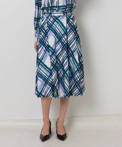 NARACAMICIE / ナラカミーチェ ミニ・ひざ丈スカート | 【NARACAMICIE】【セットアップ対応】ビッグチェックサテン柄フレアスカート