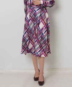 NARACAMICIE / ナラカミーチェ ミニ・ひざ丈スカート | 【NARACAMICIE】【セットアップ対応】ビッグチェックサテン柄フレアスカート