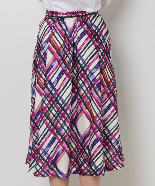 NARACAMICIE / ナラカミーチェ ミニ・ひざ丈スカート | 【NARACAMICIE】【セットアップ対応】ビッグチェックサテン柄フレアスカート | 詳細10