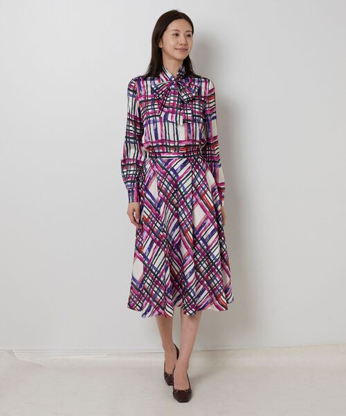 NARACAMICIE / ナラカミーチェ ミニ・ひざ丈スカート | 【NARACAMICIE】【セットアップ対応】ビッグチェックサテン柄フレアスカート | 詳細14