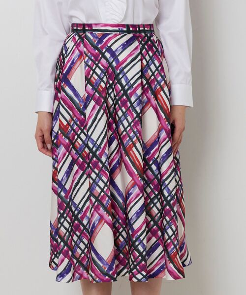 NARACAMICIE / ナラカミーチェ ミニ・ひざ丈スカート | 【NARACAMICIE】【セットアップ対応】ビッグチェックサテン柄フレアスカート | 詳細8