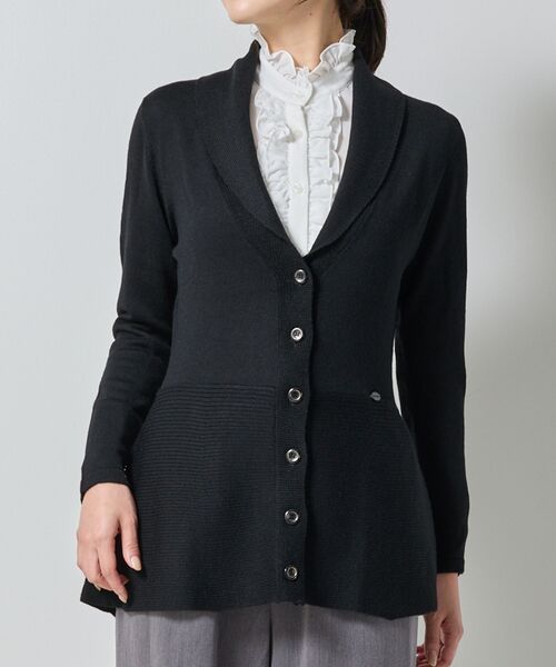 NARACAMICIE / ナラカミーチェ ニット・セーター | 【NARACAMICIE】ペプラムカーディガン（ブラック）