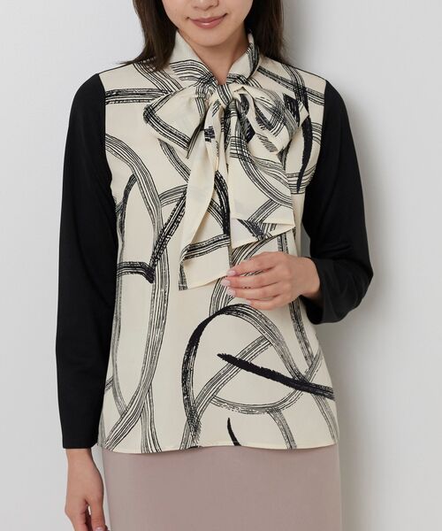 NARACAMICIE / ナラカミーチェ カットソー | 【NARACAMICIE】ボウタイドッキングカットソー(ホワイト)