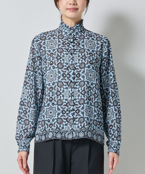 NARACAMICIE / ナラカミーチェ シャツ・ブラウス | 【NARACAMICIE】エスニック柄ミニスタンドフリル長袖ブラウス | 詳細3
