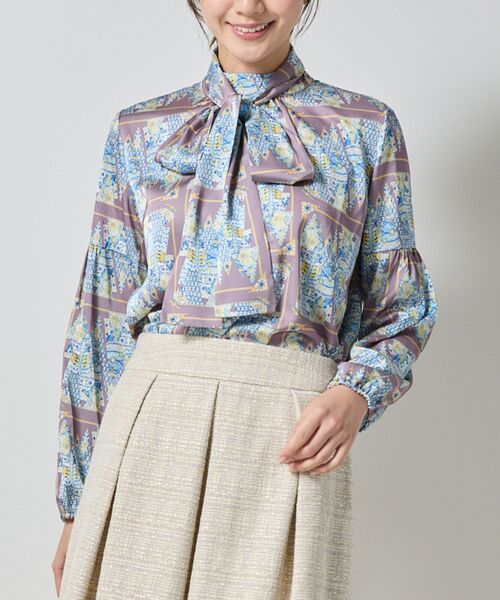 NARACAMICIE/ナラカミーチェ 【NARACAMICIE】GENIUS森柄長袖プルオーバー グレー 2(L)11号 NARACAMICIE/ナラカミーチェ 【NARACAMICIE】GENIUS森柄長袖プルオーバー グレー 2(L)11号