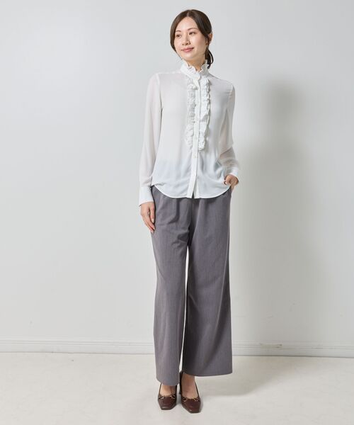 NARACAMICIE / ナラカミーチェ シャツ・ブラウス | 【NARACAMICIE】無地ジョーゼットフリル長袖ブラウス | 詳細11