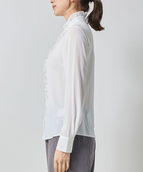 NARACAMICIE / ナラカミーチェ シャツ・ブラウス | 【NARACAMICIE】無地ジョーゼットフリル長袖ブラウス | 詳細3
