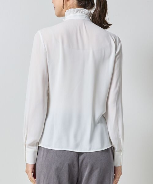 NARACAMICIE / ナラカミーチェ シャツ・ブラウス | 【NARACAMICIE】無地ジョーゼットフリル長袖ブラウス | 詳細4