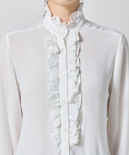 NARACAMICIE / ナラカミーチェ シャツ・ブラウス | 【NARACAMICIE】無地ジョーゼットフリル長袖ブラウス | 詳細5