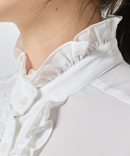 NARACAMICIE / ナラカミーチェ シャツ・ブラウス | 【NARACAMICIE】無地ジョーゼットフリル長袖ブラウス | 詳細6