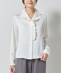 NARACAMICIE / ナラカミーチェ シャツ・ブラウス | 【NARACAMICIE】サテンフリル長袖ブラウス