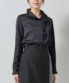 NARACAMICIE / ナラカミーチェ シャツ・ブラウス | 【NARACAMICIE】サテンフリル長袖ブラウス