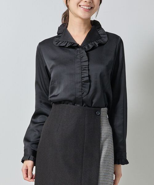NARACAMICIE / ナラカミーチェ シャツ・ブラウス | 【NARACAMICIE】サテンフリル長袖ブラウス | 詳細2