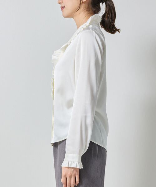 NARACAMICIE / ナラカミーチェ シャツ・ブラウス | 【NARACAMICIE】サテンフリル長袖ブラウス | 詳細4