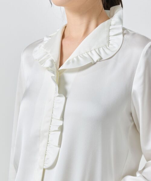 NARACAMICIE / ナラカミーチェ シャツ・ブラウス | 【NARACAMICIE】サテンフリル長袖ブラウス | 詳細8