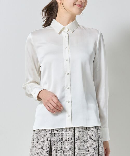 NARACAMICIE / ナラカミーチェ シャツ・ブラウス | 【NARACAMICIE】サテン長袖シャツ(オフホワイト)