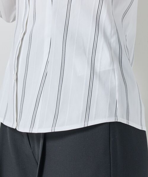 NARACAMICIE / ナラカミーチェ シャツ・ブラウス | 【NARACAMICIE】ストレッチストライプリボン付き長袖シャツ | 詳細10