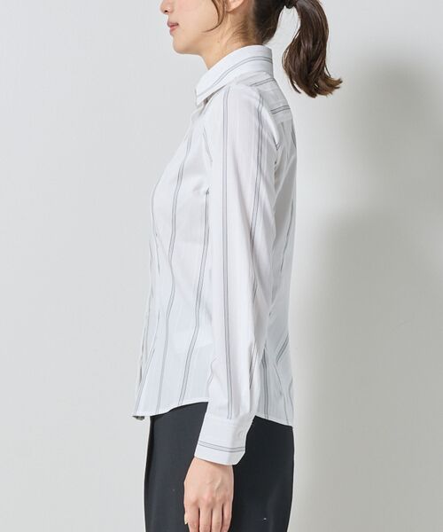 NARACAMICIE / ナラカミーチェ シャツ・ブラウス | 【NARACAMICIE】ストレッチストライプリボン付き長袖シャツ | 詳細4