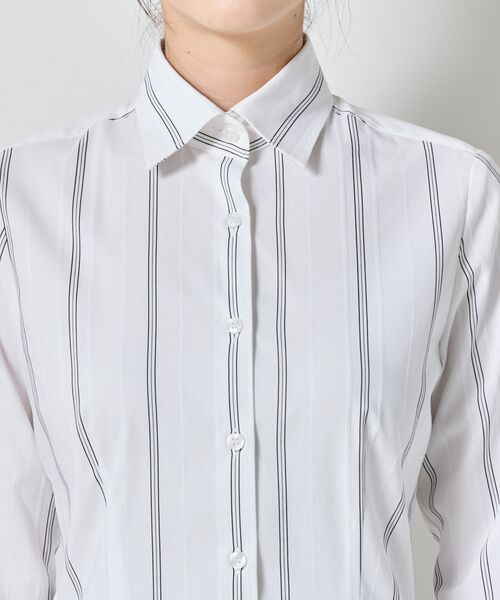 NARACAMICIE / ナラカミーチェ シャツ・ブラウス | 【NARACAMICIE】ストレッチストライプリボン付き長袖シャツ | 詳細6