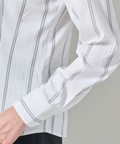NARACAMICIE / ナラカミーチェ シャツ・ブラウス | 【NARACAMICIE】ストレッチストライプリボン付き長袖シャツ | 詳細9