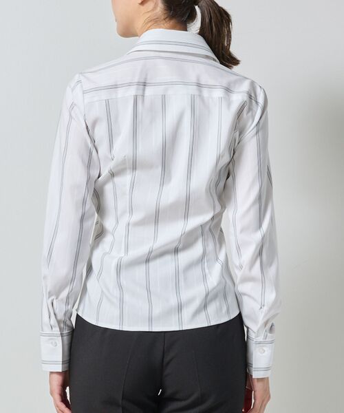 NARACAMICIE / ナラカミーチェ シャツ・ブラウス | 【NARACAMICIE】ストレッチストライプ襟付きフリル長袖シャツ | 詳細5