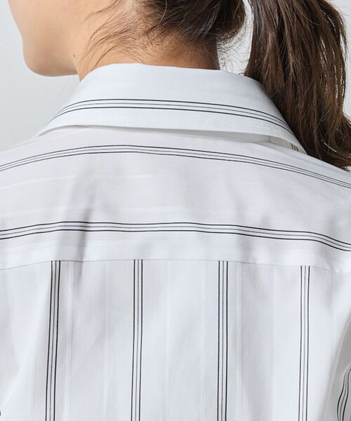 NARACAMICIE / ナラカミーチェ シャツ・ブラウス | 【NARACAMICIE】ストレッチストライプ襟付きフリル長袖シャツ | 詳細7