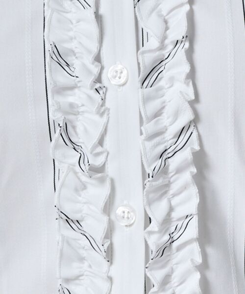 NARACAMICIE / ナラカミーチェ シャツ・ブラウス | 【NARACAMICIE】ストレッチストライプ襟付きフリル長袖シャツ | 詳細8