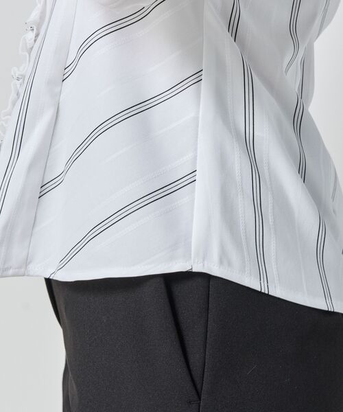NARACAMICIE / ナラカミーチェ シャツ・ブラウス | 【NARACAMICIE】ストレッチストライプ襟付きフリル長袖シャツ | 詳細9